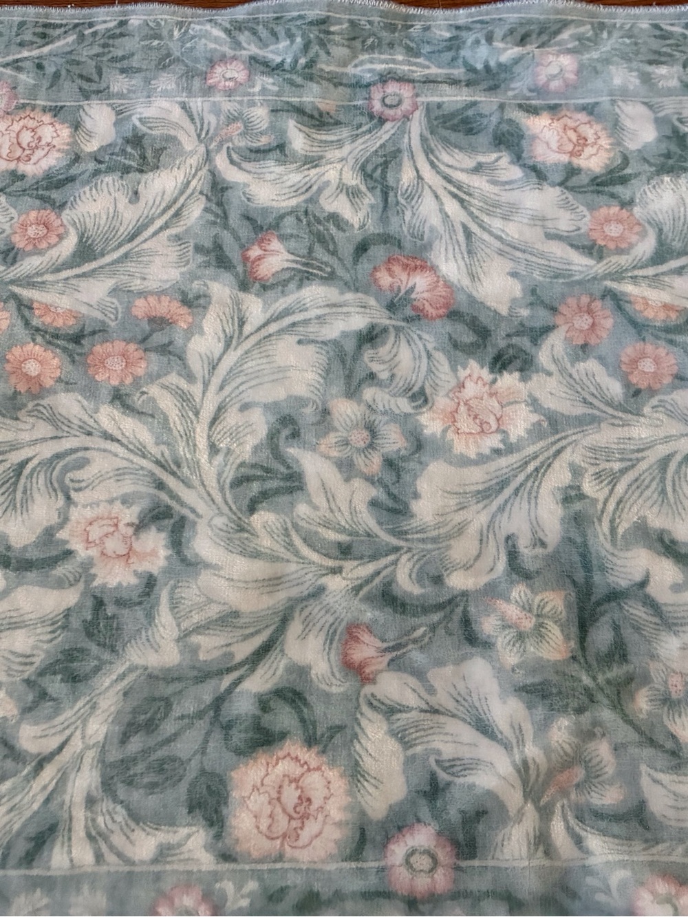 Floral Scroll in Soft Green and Pink rug